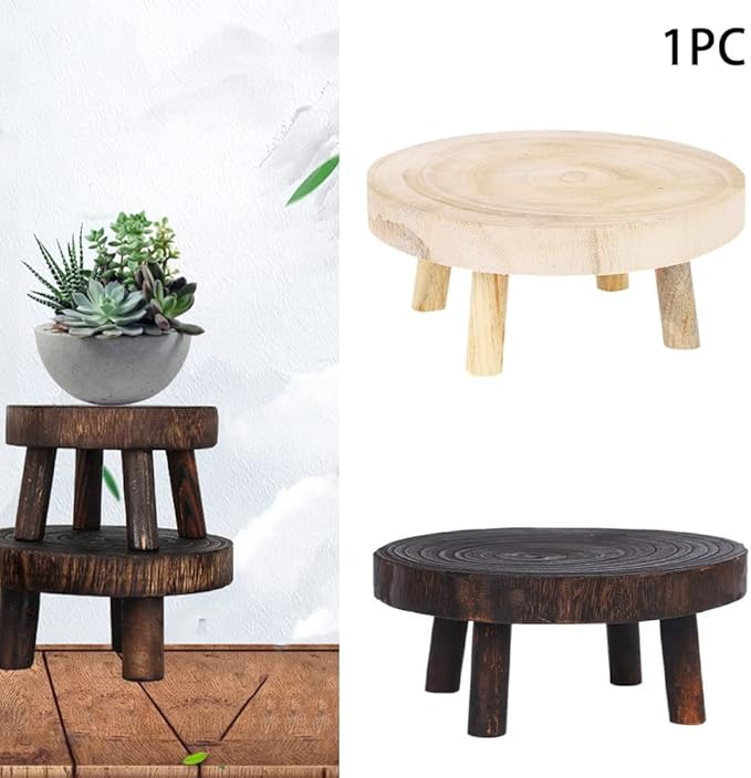 Low Stool Round Footstool Fishing Stable Corner Wooden Stool for Outdoor Picnic Bathroom Portable Household Foot Stool Stable (Brown)