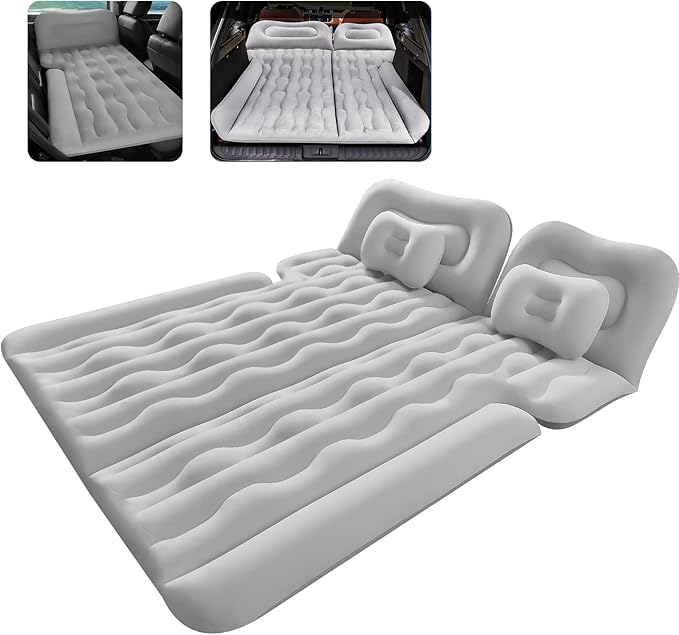 BEBAS Car Air Mattress - Inflatable Back Seat Air Mattress for Car Thick Camping Sleeping Pads with 2 Pillows &amp Rechargeable Air Pumps Portable Travel Airbed for Pickup Trucks