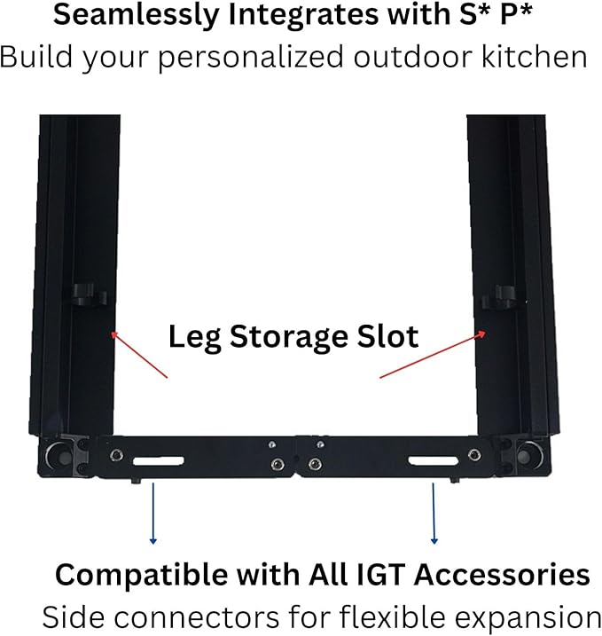 Folding IGT Outdoor Camping Table Frame with Carry Bag Modular Design IGT Compatible Lightweight Aluminum Alloy for Outdoor Cooking Car Camping Campground RV Picnic BBQ (Black 2-Unit)