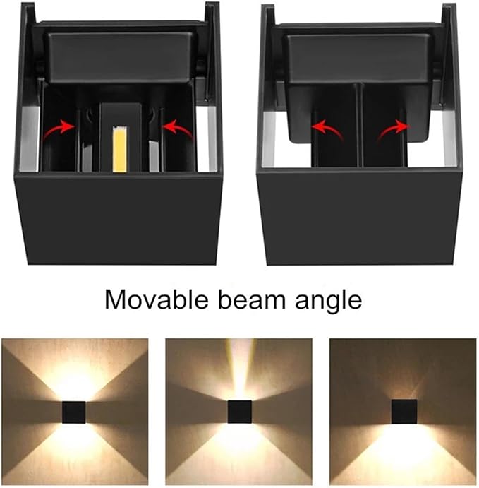 4 Pack LED Outdoor Sconces Wall Lights 20W Exterior/Interior Up and Down Lights IP65 Waterproof Modern Outdoor Lighting Fixtures Square Aluminum Wall Mount Light Black 3000K Warm Lights