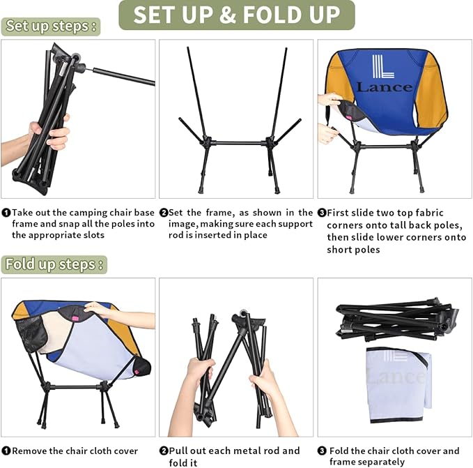 Custom Camping Chair with Name Customize Folding Outdoor Chairs Personalized Compact Backpacking Chair with Side Pockets for Patio RV Travel Festival
