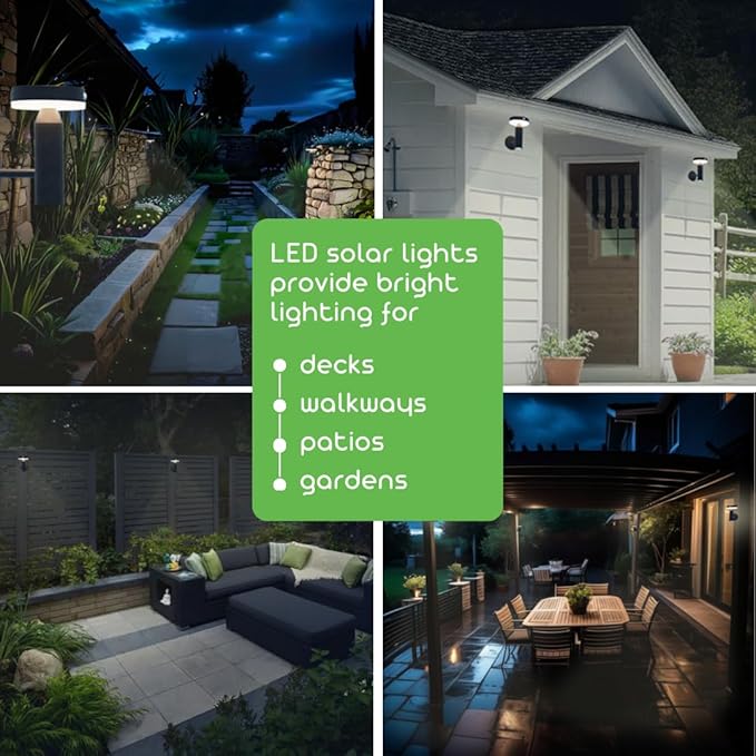 Round Solar Wall Lights - Solar Powered Wall Lamps - LED Lights - PIR Sensor &amp Two Lighting Modes - Rechargeable Battery - 3000K 1.3W Solar Panel &amp 3.7V - IP44 Weather Resistant - 2 Pack