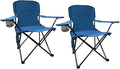 2PCS SAILARY Folding Outdoor Beach Camp Chair with Cup Holder Storage Pocket Waterproof Bag Outdoor Arm Chair Supports 225LBS Cyan