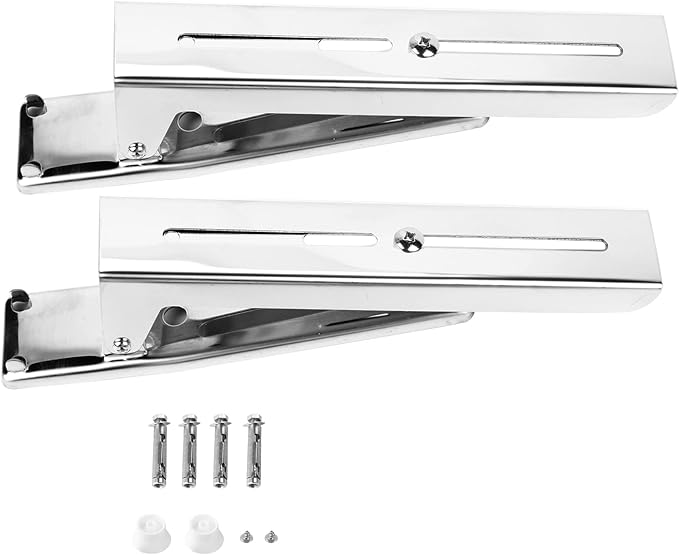 2x less Steel Oven Bracket Wall Mount Rack Shelf for Foldable Stretchable Shelf with White Pla Corners Load 77lbs for Space