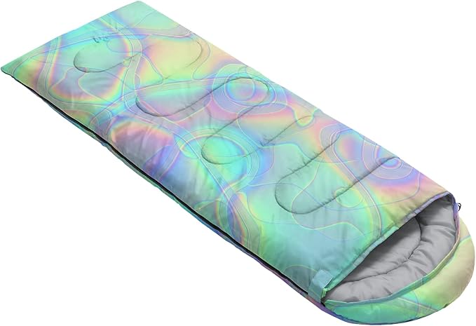 Kids Sleeping Bag for Boys GirlsBlue Ripples Print-Lightweight Warm Portable Outdoor Indoor-Waterproof Cold Weather Resistant Sleeping Bag for Camping Hiking