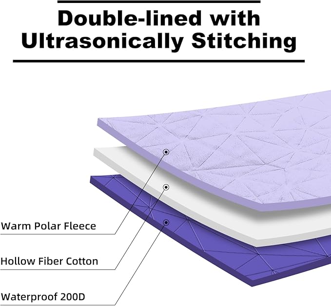 Large Outdoor Waterproof Blanket Extra Thick Fleece Stadium Blanket for Camping Car Pet Picnics - Windproof Wearable Machine Washable 80 x 58 (Blue Purple)