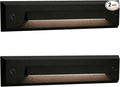 GKOLED 2-Pack Low Voltage 9-15V AC/DC LED Linear Step Lights 2W Landscape Cutoff Stair Riser Light Outdoor Waterproof Accent Lighting Fixtures Die-cast Aluminum with Black Powder Coated Finish