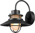 GLOBE Electric 44233 Liam 1-Light Outdoor Wall Sconce Matte Black Frosted White Glass Shade