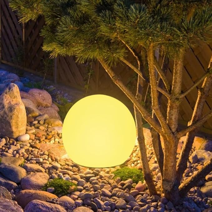 8-in Solar Globe Light Outdoor Waterproof Solar Ball Light for Outside w/Remote 16 RGB Color Changing Glowing Orb Lamp Landscape Lighting Mood Lamp w/Ground Stake for Garden Patio Yard Pathway Decor