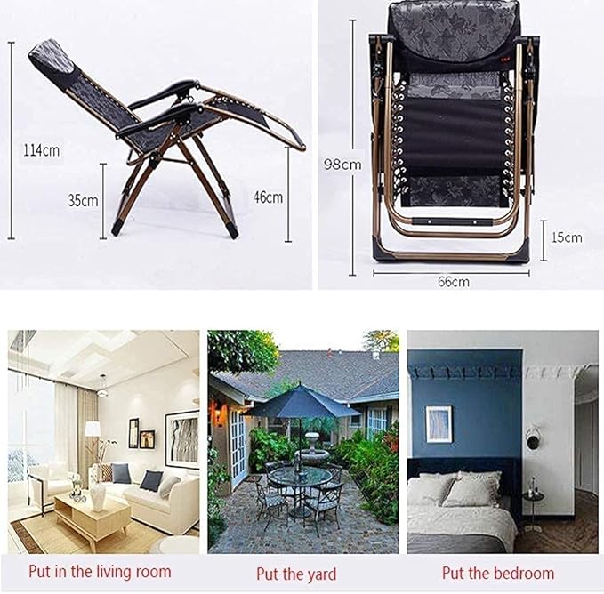 Lounge Chair Outdoor Adjustable Folding Sun Lounger Chair Portable Garden Chairs Reclining Foldable Reclining Sun Lounger for Office Lunch Break Home Nap