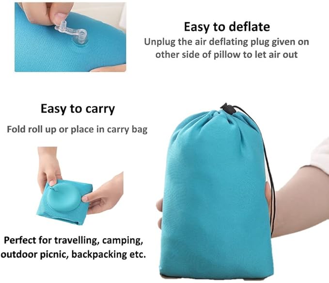 COOL &amp FRESH Inflatable Travel Pillow 2 Pack - Back Waist Support Pillow for Long Distance Traveling and Long Hours Sitting