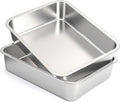 TOPZEA 2 Pack 12 Liter Stainless Steel Commercial Bus Tubs 4 Deep Heavy Duty Metal BBQ Meat Prep Tub Food Service Pan Restaurant Dish Tubs Kitchen Utility Tub for Catering Marinating Dishwashing