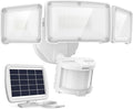 LEPOWER 1600LM LED Solar Security Lights Motion Outdoor Motion Sensor Light 5500K White Light IP65 Waterproof Outdoor Flood Solar Light with 3 Adjustable Head for Yard Garage（White）