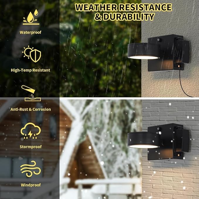 Porch Lights with GFCI Outlet Dusk to Dawn Outdoor Wall Light with Outlet LED Aluminum Exterior Light Fixture Waterproof Outside Lights for House Front Door Patio Garage