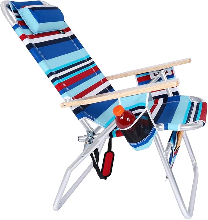 Large Heavy Duty Beach Chair for Big &amp Tall Adults 300 lbs Capacity Aluminum Tubing - 4 Reclining Positions