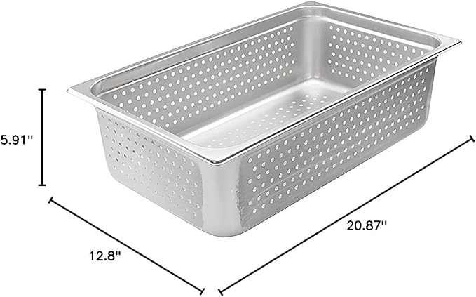 Winco Full Size 6 Deep Metal Food Pan/Steam Table Pan Perforated 22 Gauge