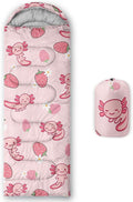 QOOMO Axolotl Cute Camping Sleeping Bags3 Season Warm &amp Cool WeatherLightweightWaterproof Sleeping Bags for Adults &amp KidsTravelingand Outdoors