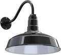 Steel Lighting Co. | Dusk to Dawn | Gardena Barn Light | Outdoor Wall Mounted | 16 Dome | 16 Gooseneck | Farmhouse Light Made in America | Black Exterior/White Interior