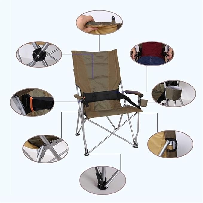 Folding Camping Stool Portable Fishing Chair Lightweight Outdoor Slacker Stool with Adjustable Headrest for Backpacking Hiking BBQ Picnic Travel