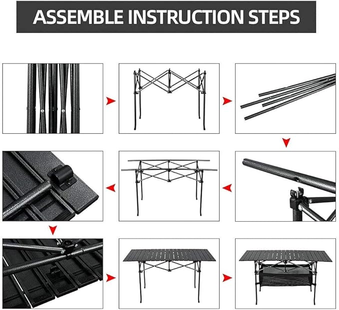 Outdoor Folding Portable Picnic Camping Table Aluminum Roll-up Table with Easy Carrying Bag for IndoorOutdoorCamping BeachBackyard BBQ Party Patio Picnic