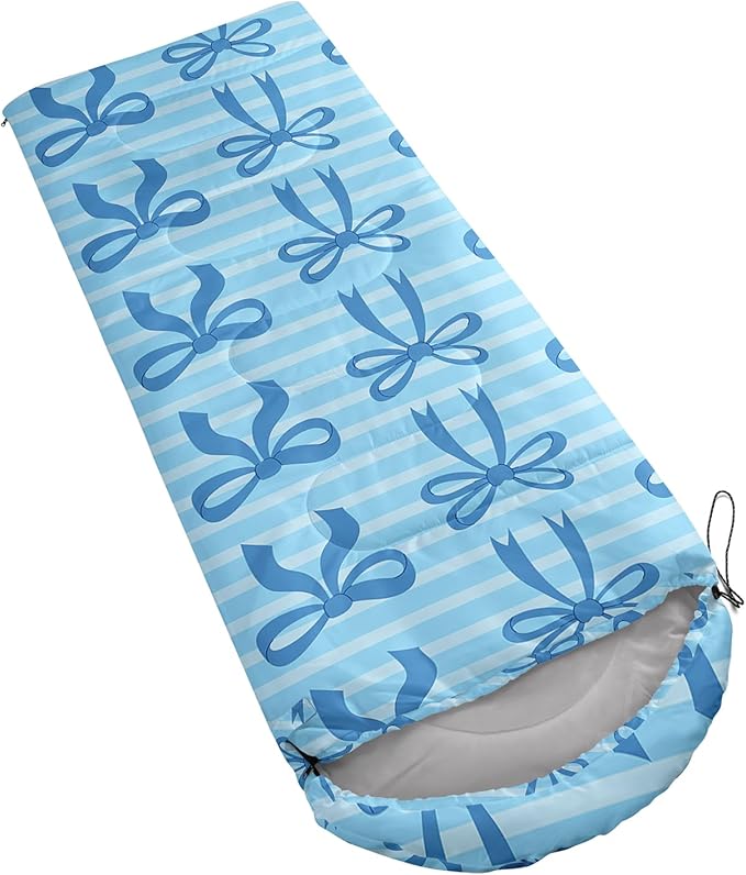 Colorful Bow Sleeping Bag 3 Season Warm Cool Weather Hand Drawn Bow Camping Sleeping Bag for Adult Cute Bowknot Camping Backpacking for Outdoor Traveling Hiking Hunting Gear Equipment
