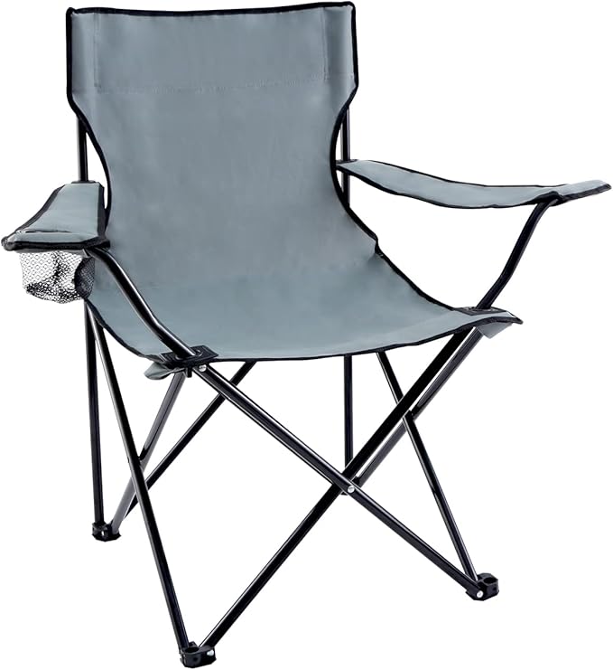 YSSOA Portable Folding Grey Camping Chair 1-Pack