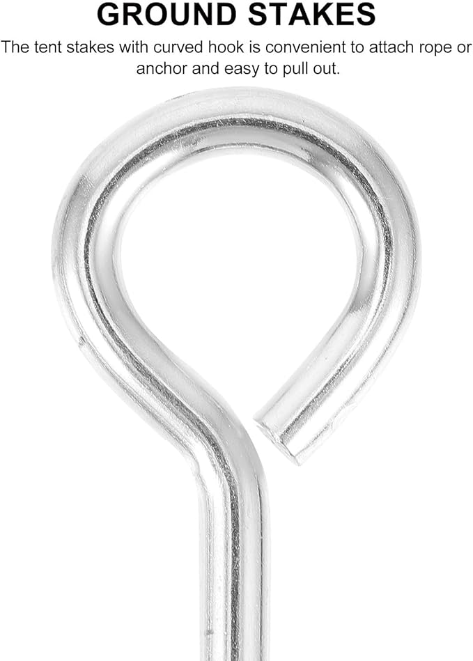 Luxshiny 10pcs Outdoor Tent Stakes Metal Ground Pegs Galvanized Round Loop Camping Tent Anchors 6x230mm for Hiking and Garden Use