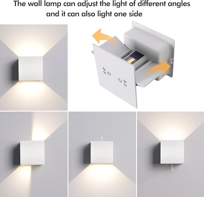 12W 4Pack Outdoor Wall Lights Exterior/InteriorLED White Outdoor Wall Sconces Light Fixtures ModernIP65 Waterproof Square Aluminum Wall Lamps Up and Down Lights 3000K Warm Lights