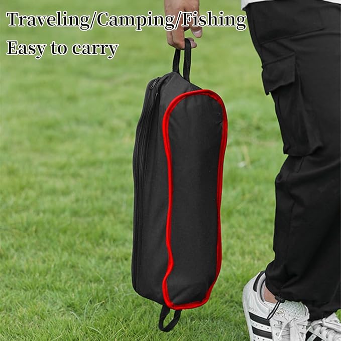 Portable Camping Chair Backpacking Chair - Ultralight Folding Chair - Compact Lightweight Foldable Chairs for Hiking Mountaineering Beach 2 PackBlack/Red