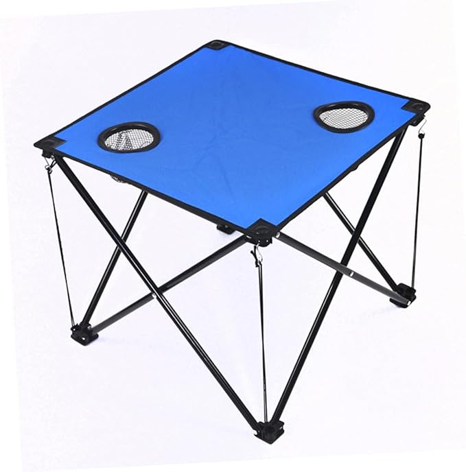 Sosoport Portable Folding Table with Cup Holders Lightweight Compact Picnic Desk for Outdoor Camping BBQ and Beach Activities Blue