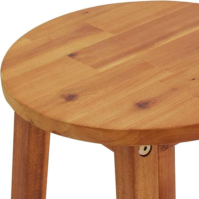 2-Piece Bar Stool Set Solid Acacia Wood Bar Chairs with Footrest for Kitchen Dining Room Outdoor Modern Design Durable Construction Comfortable Seating Easy