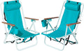 Outvita Folding Beach Chair Adjustable Headrest w/4 Flexible Tilt Angle Cup Holder Portable High Strength Cleanable Fabric for Sand Camping Lawn Concert Travel Festival