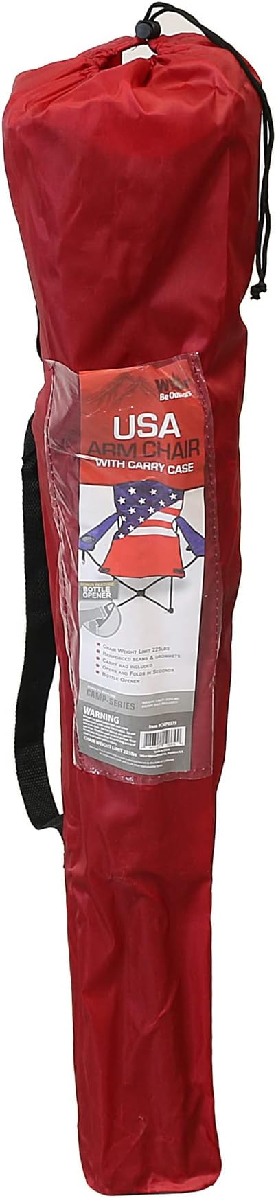 Wilcor Camp Chair | Set of 2 | Folding Portable Outdoor Lawn Chair for Camping or Beach | Attached Bottle Opener | Lightweight Festival Chairs for Adults (USA Flag)