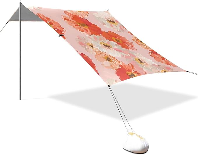 Beach Tent Sun Shelter Spring Flower Lightweight &amp Easy Setup Beach Shade Canopy for Camping Fishing