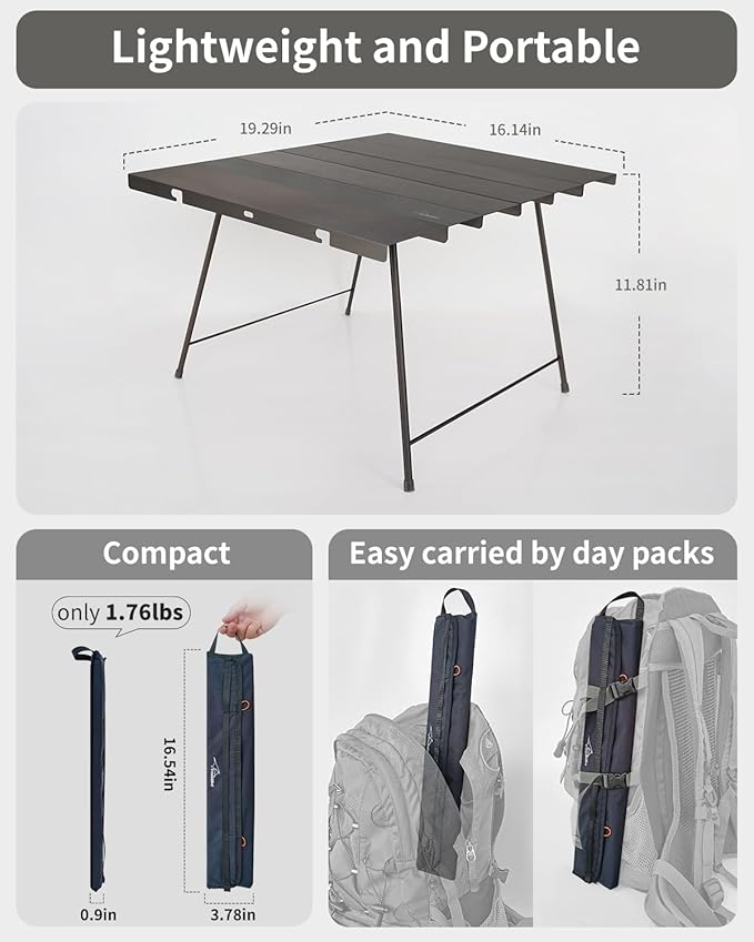 Flexifold Ultralight Aluminum Camping Table Portable Folding Camping Table Small Outdoor Side Table with Carry Bag for Outdoor Cooking Picnic Camp Beach Travel