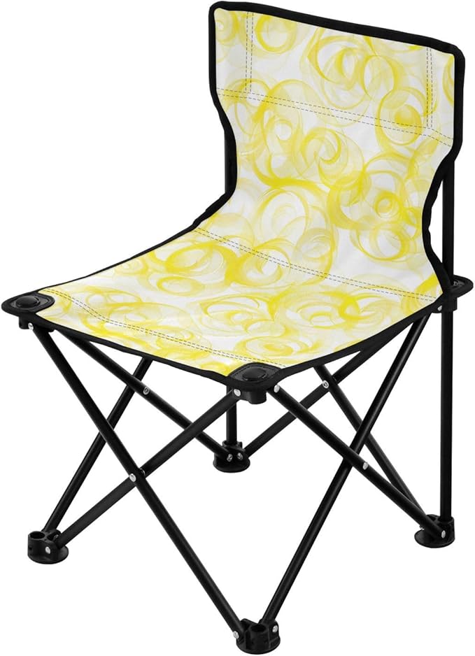 KLL Yellow Transparent Swirls Portable Portable Beach Chairs for Traveling Ultra-Lightweight Camp Chair Includes Carry Bag Hiking Chairs Backpacking Ultralight for Lawn Lawn