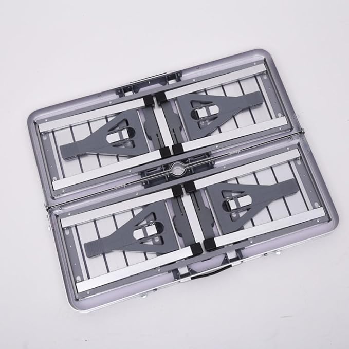 Outdoor Camping Folding Table and Chair One Table Four Chairs Aluminum Alloy Connected Simple Portable Folding Picnic TableSilver