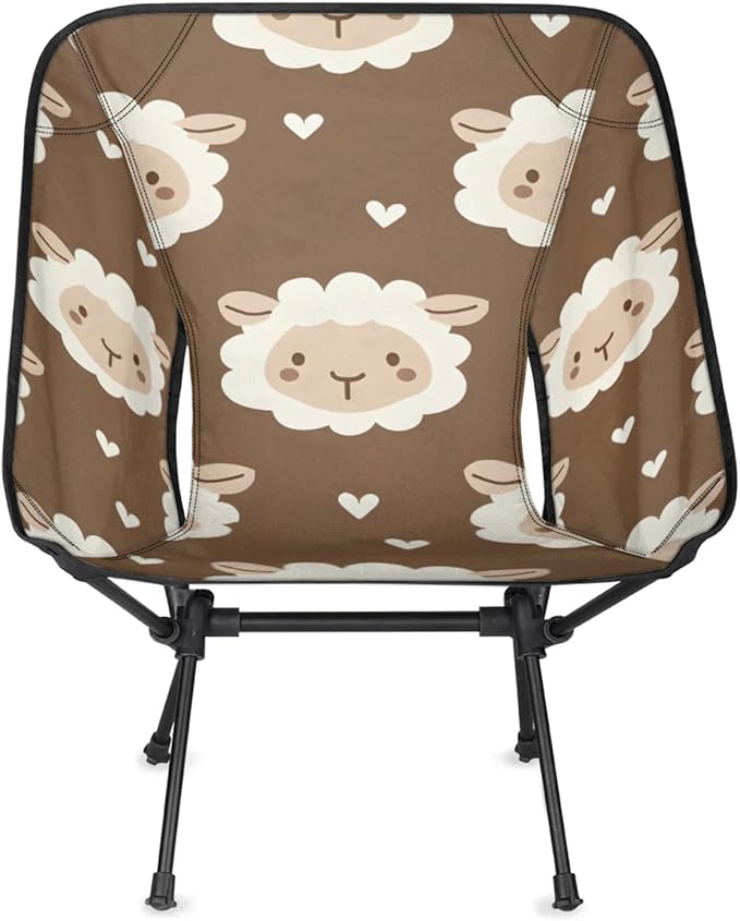 Honeybaby Folding Camping Chair Cute Sheep Heart Camping Chairs Lightweight Portable Chair Outdoor Foldable Chairs for Camping Travel Picnic Beach Hiking