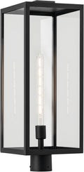 Kichler Branner 25.5 in. 1-Light Textured Black Luxe Updated Traditional Outdoor Post Light with Clear Glass for Walkways and Driveway