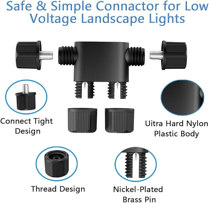 NETEHA 20 Pack Low Voltage 12-18 Gauge Wire Connectors for Landscape Lighting Pathway Lights Outdoor LED Lights