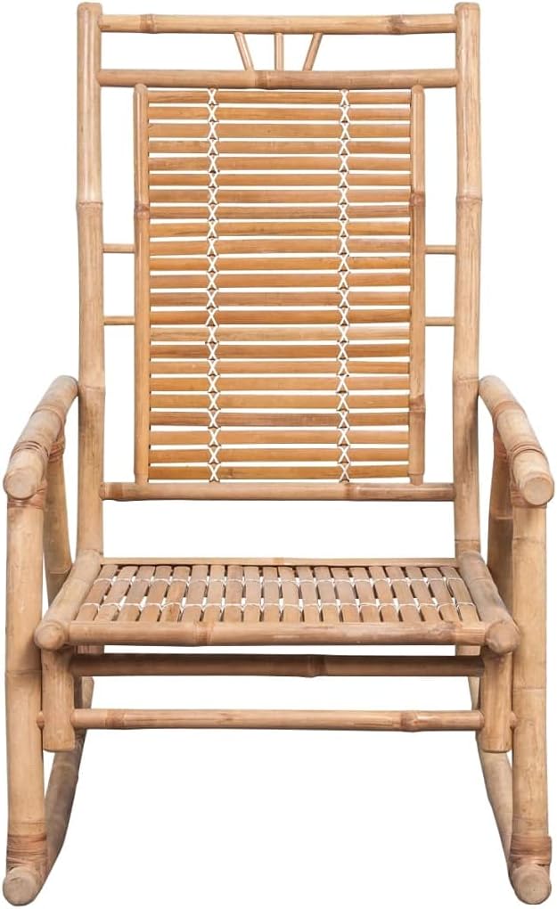 Outdoor Rocking Chair with Cushion Natural Bamboo Patio Chair for Garden &amp Living Room Waterproof &amp UV Resistant Comfortable Adult Rocker for Relaxing