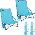 NORTHROAD 2 Pack Low Folding Beach ChairPortable Lightweight Lowback Sling Chair Outdoor Low Seat Camping Chair w/Cup Holder &amp Carry Bag for Sand Camping Lawn Picnic FestivalBlue
