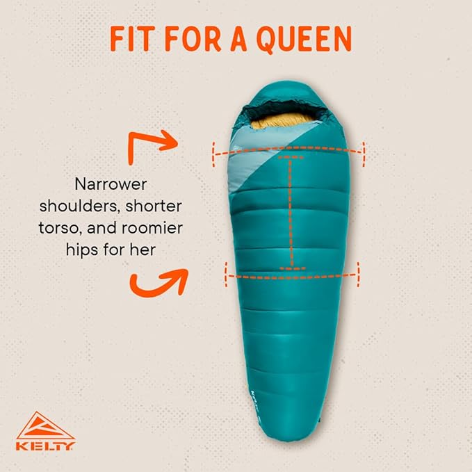 Kelty Cosmic 20 Down Mummy Sleeping Bag for Backpacking Campers 550 Fill Power Recycled Fabrics with PFAS-Free DWR Designed in Sunny Colorado