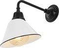 JONATHAN Y 9.63 White/Black 1-Light Farmhouse Outdoor Sconce Industrial LED Wall Light Gooseneck Arm Barn Lamp with Metal Bell Shade for Porch Patio Kitchen LED Bulb Included JYL7612A