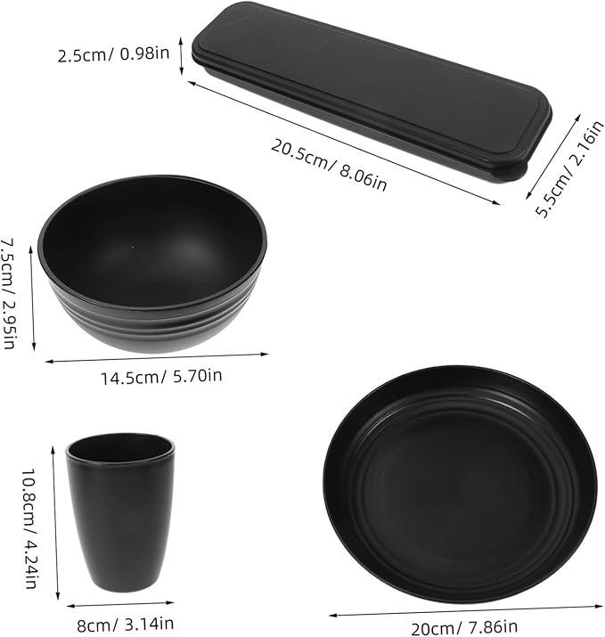 4sets Black Camping Cookware Rv Dishes Camper Essentials Cutlery Easy Clean Utensils Case