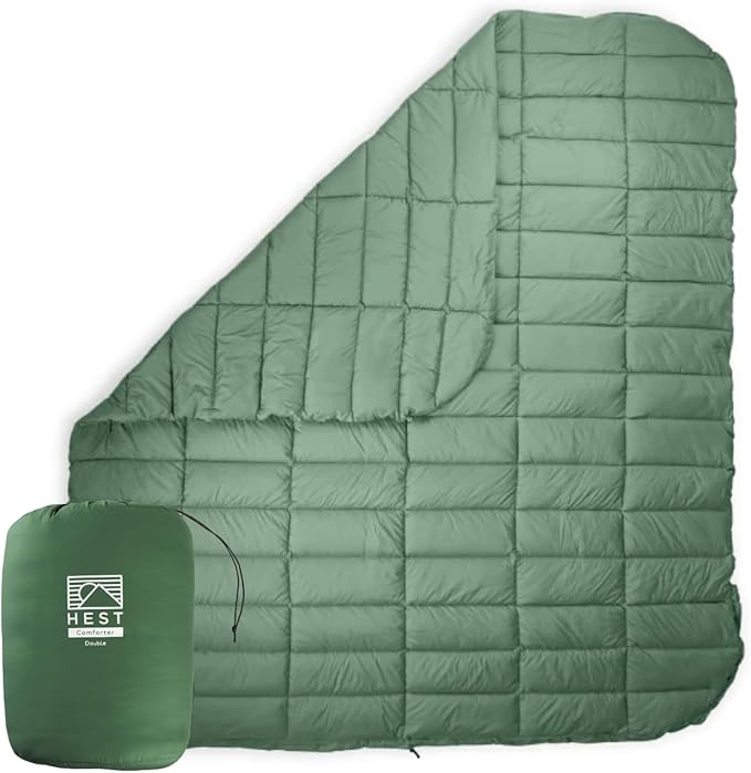 HEST Packable Comforter for Camping Double Size - 100% Recycled Polyester Fill and Premium Quiet Fabric - Perfect for Hiking Backpacking &amp Outdoor Adventures