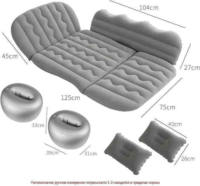Camping Inflatable Mattress Car Inflatable Mattress Outdoor Inflatable Mattress Thick Flocking PVC Material 170 * 75cm Large Size (Black)