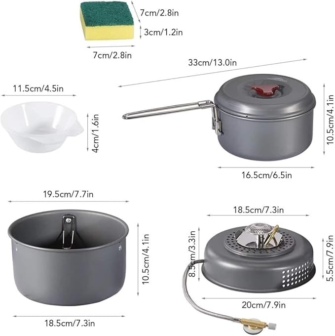 Camping Campfire Utensils Boiler Cradle Pot Stove Base Bowl Dish Sponge Set Portable Cookware Cookout for Outdoor Camping Backpacking Gear