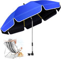 48.8 inch Large Beach Umbrella with Clamp Sun Shade for Beach Chair 360°Adjustable UV Protection Golf Umbrella with Clip for Outdoor Stroller Wheelchair Camping Chair