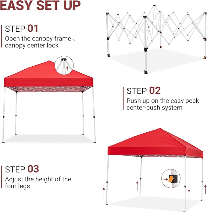 CABIHOME Quick Setup Pop Up Canopy Tent 10x10ft – Waterproof Outdoor Gazebo Shelter with Mesh Sidewalls &amp Mosquito Netting Portable Folding Tent for Camping Patio Backyard Events